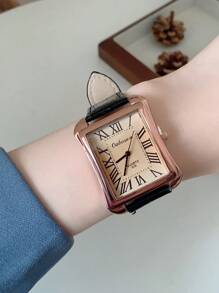 1 件情侣手表，带罗马数字表盘，大/小表盘组合，石英机芯，适合情人节、圣诞节、新年假期、日常搭配的礼物