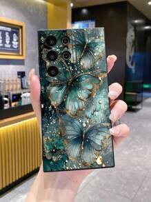 1pc Jade Butterfly Design Shockproof Phone Case Compatible With Apple, Galaxy, Infinix, Redmi, OPPO, VIVO, Realme - Black - View 5