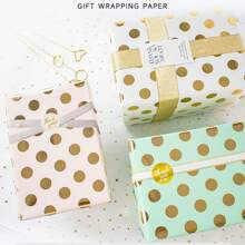 5pcs Elegant Gold Foil Polka Dot Wrapping Paper Roll - Perfect For Weddings, Christmas, Birthdays, Etc. (19.68in * 27.56in)
