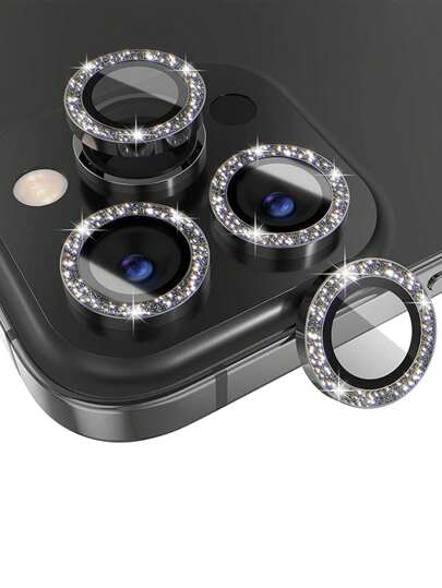 3pcs Camera Lens Protective Film Suitable For IPhone17 16 15 11 12 13 14 IPhone15 11 12 13 14 Plus Tempered Glass Metal Ring Cover, High-Definition Transparent
