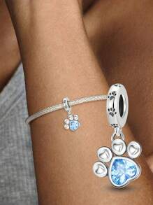 قطعة فضة إسترليني 925 عصري علامة قدم كلب أزرق تناسب سوار المرأة، وتستخدم لصنع المجوهرات وللزينة اليومية