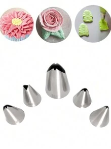 1 Set 304 Stainless Steel Leaf Icing Piping Nozzles, Welded And Polished Baking Tools For Cream Cakes, Small Leaf Cream Piping Tip - Silver - View 5