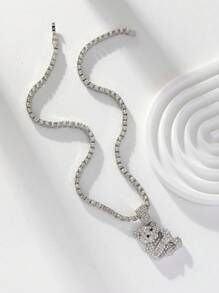 1 st. Stijlvolle Bling Bling Kristallen Hanger Ketting, Geschikt voor Zowel Mannen Als Vrouwen, Geweldig Voor Dagelijks Gebruik Of Cadeau
