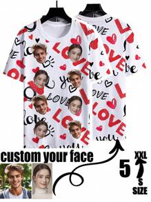 Personalized 3D Printed Love Shirt For Valentine's Day, Customizable With Family/Couple/Pet Photos, Custom Clothing