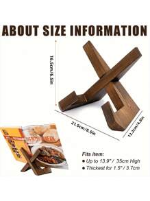 1pc Handmade Wooden Cookbook Stand, Rustic Farmhouse Recipe Book Holder For Kitchen Countertops And Cabinets! - Multicolor - View 3