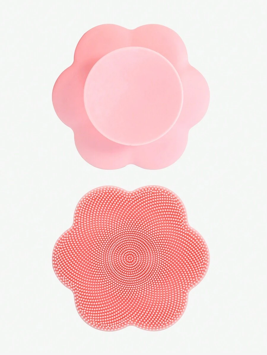 1pc Silicone Bath Brush, Flower-Shaped Silicone Bath Brush, Facial Cleansing Brush, Exfoliating Massage Brush, Produces Richer Foam, Unisex, Loofah Brush, Suitable For Sensitive Skin, Women, Men, All Skin Types, Makeup Brush Cleaner, Skincare Product, SPA Gift (Pink, Green, Yellow) - Multicolor - View 1
