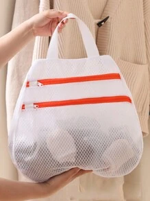 Bolsas de almacenamiento de gran capacidad, bolsa de lavandería de doble capa con cremallera para ropa interior, organizador de armario multifuncional