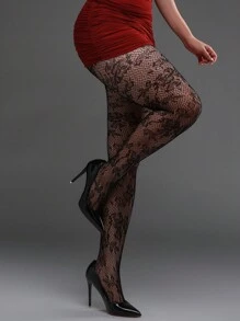 1pc Vertical Striped Elastic Fishnet Tight Leggings Sexy Watermelon Striped Tights Versatile Gothic Style Fashion Fishnet Stockings - Black - View 4