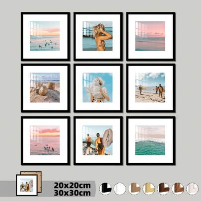1/3pcs, 30x30cm/20x20cm Multi-Piece Photo Frame Gallery, Black/White/Wood Color And Other Various Colors, Exquisite Square Wall Picture Frame, Portrait Frame, Ideal Gift For Christmas, New Year, Easter, Mother's Day