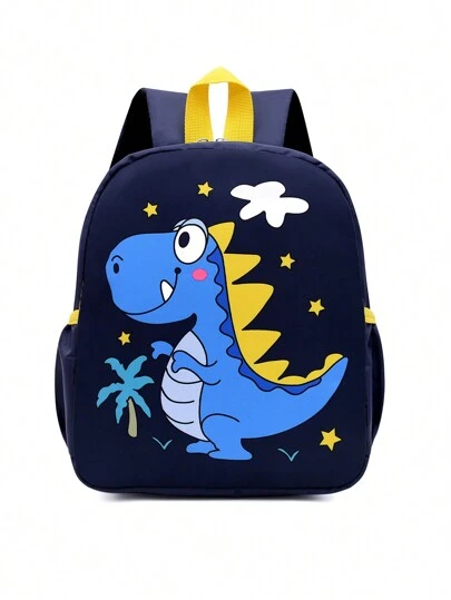 Kids' Cartoon Dinosaur Backpack, Lightweight And Easy-To-Carry Shoulder Bag For Toddler Boys