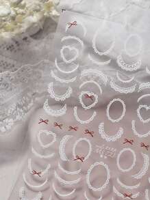 MAOMIA 情人节指甲 1 件心形蕾丝指甲贴爱心 DIY 艺术 Y2K 风格情人节美甲装饰饰品 5D - 彩色 - 查看 9