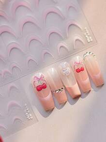 MAOMIA 情人节指甲 1 件心形蕾丝指甲贴爱心 DIY 艺术 Y2K 风格情人节美甲装饰饰品 5D - 彩色 - 查看 11