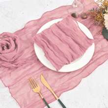 6 件套巴厘岛纱布褶皱餐巾，展现质朴的波西米亚风情，是餐桌、婚礼、情人节、生日派对、活动的理想餐巾和餐垫 - 彩色 - 查看 18