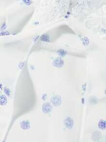 Camisola para mujer, tirantes finos, espalda descubierta, encaje, patchwork, color liso/floral, abertura, top de verano para fiesta y club. - Letra blanca - Ver 10