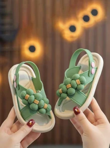 2025新款时尚女童串珠凉鞋防滑鞋底中大童夏季沙滩鞋女童百搭公主凉鞋适合春夏季 - 綠色 - 查看 7