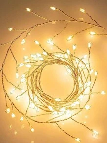 Luci a stringa a forma di petardi in filo di rame per la Festa di Primavera, confezione regalo a forma di torta con luci colorate, luci a stringa decorative romantiche per Natale e vacanze, alimentate a energia solare