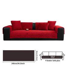 1pc Cream-Colored Plush Sofa Cover, Non-Slip Sofa Pad For Home Use In Autumn/Winter, Pet-Friendly Sofa Protector, Suitable For Bedroom, Living Room, Office, Home Decor