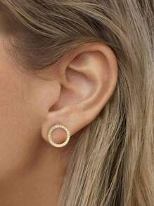1 Paire De Boucles D'oreilles Rondes À Zircone En Argent Sterling S925 Bijoux Fins Pour Femme