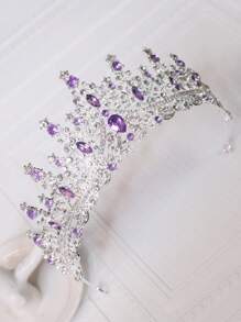 1pc Elegant Purple Bridal Crown For Women - Alloy Material, No Feather, Suitable For Birthday Party And Gift