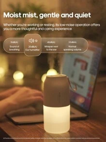 kinscoter 1 pièce Humidificateur d'air rechargeable de 2000 mAh et 300 ml avec double pulvérisation, humidificateur portable avec lampe d'ambiance pour hôtel, chambre à coucher