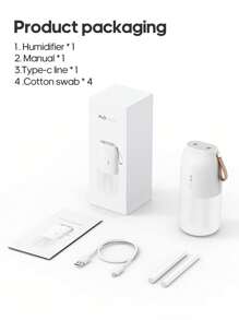 kinscoter 1 pièce Humidificateur d'air rechargeable de 2000 mAh et 300 ml avec double pulvérisation, humidificateur portable avec lampe d'ambiance pour hôtel, chambre à coucher