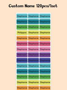 60/120/180/240pcs-Custom Solid Color Name Stickers, Waterproof, Personalized Name Stickers, Multi-Purpose Office Supplies, School Supplies, Home Supplies, Back To School Gifts, Student School Office Stationery