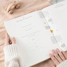 1pc Keepsake Baby Memory Book For Boys And Girls – Timeless First 5 Year Baby Book – Gender Neutral Blue Baby Journal Scrapbook Or Photo Album - A Milestone Book To Record Every Event From Birth To Age 5,School Supplies,Back To School