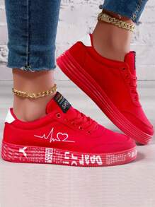 Women's Fashionable Low-Top Casual Sneakers, Solid Color Skate Shoes For Outdoor Leisure Walking