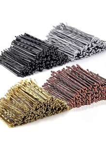 200 件/20 件女士百搭随机混合颜色黑色、棕色、银色、金色简约简约直扁平发夹，时尚百搭优雅发饰，适合日常使用、扎头发、洗脸、化妆、服装搭配 - 彩色 - 查看 12
