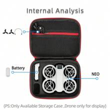 porseejie Estuche rígido portátil y resistente al agua DJI Neo para accesorios del drone DJI Neo, bolsa de transporte para la escuela, la universidad y electrónicos, baterías portátiles, cargadores, estuches para auriculares, organizador de cables, estuches para cámaras digitales, bolsas para cámaras Cannon - Negro - Ver 6