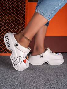 Women's Hollow Out EVA Cute & Fashion Lightweight Breathable Slip-On Sandals, Suitable For Indoor/Outdoor, School, Date, Travel, Thick Sole Beach Shoes