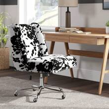 Living And Home Milk Cow Print Swivel Office Chair - Black and White 61cm W X 48cm D X 95-105cm H - View 4