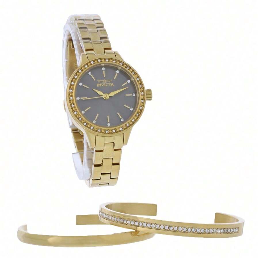 Invicta Angel Ladies Gold Tone Stainless Bracelet Set Quartz Watch 29314 - 均碼 - 查看 1