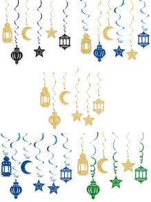 Set Of Star Moon Lantern Spiral String Lights, Festival Party Decoration, Suitable As Gift For Relatives And Friends