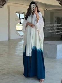 1pc Tie Dye Tie Dye Wavy Pattern Casual Long Robe, Elegant, Lightweight, Refined Fabric & Craftsmanship, Graceful High-End Cardigan Abaya - Abaya - View 11