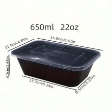 100 Sets Of Meal Preparation Containers With Lids, 22oz Microwaveable Boxes, Two Styles (Assorted Shipment),Disposable Lunch Boxes, PP Material, Stackable, Freezer Dishwasher Friendly,For Home Kitchen Restaurant Take Away Picnic, Kitchenware - Black - View 4