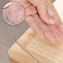 1pc 2.0mm Thick Soft PVC Transparent Table Cover Mat, Heat/Water/Scratch Resistant, Transparent And Simple Design Suitable For Home, Hotel, Dining Table, And Coffee Table - Transparent 2.0mm - View 5