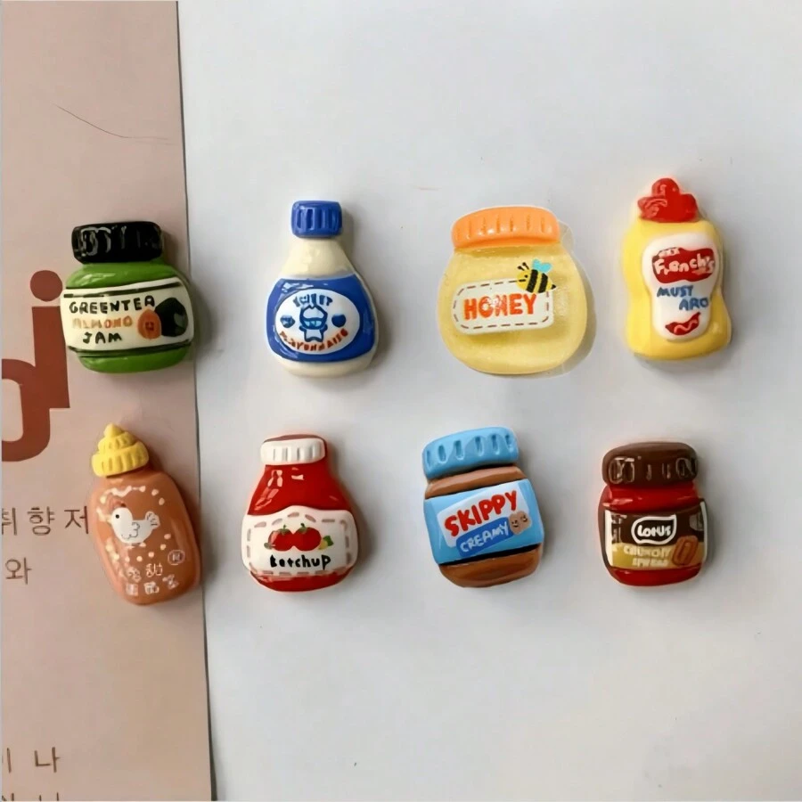 8pcs Cute Cartoon Food Fridge Magnets, Decorative Stickers For Refrigerator, Office, Whiteboard, Storage Cabinet, Kitchen, Home Decor, Gifts - Multicolor - View 1