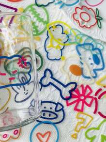 60 piezas de pegatinas de dibujos animados de líneas simples de colores, pegatinas decorativas para cuadernos, tabletas, álbumes de recortes, diarios, DIY patineta, guitarra, casco, taza, caja de almacenamiento, útiles escolares de vuelta a la escuela - Multicolor - Ver 7
