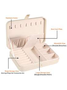 1pc PU Leather Small Jewelry Box, Suitable For Women & Girls, Double Layer Portable Mini Travel Jewelry Box For Earrings, Rings, Necklaces, Bracelets, Christmas Gift For Friends, Back To School Gift - Multicolor - View 7