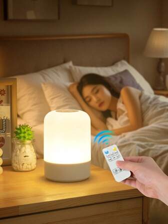 1 件 LED 遥控夜灯、可充电台灯、卧室床头触摸灯，用于喂奶婴儿、护眼睡眠灯