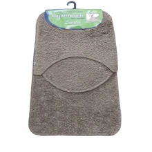 3 Piece Bathroom Rug Kit With Low Pile, Various Colors - Mocha Brown - View 4