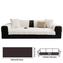 1pc Cream-Colored Plush Sofa Cover, Non-Slip Sofa Pad For Home Use In Autumn/Winter, Pet-Friendly Sofa Protector, Suitable For Bedroom, Living Room, Office, Home Decor