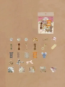 MOCARD 50 miếng/gói nhãn dán trang trí sổ lưu niệm cổ điển, vật liệu thủ công tự làm cho thiệp thủ công, sổ tay cá nhân hóa, quà tặng sáng tạo - Hồng - Xem 10