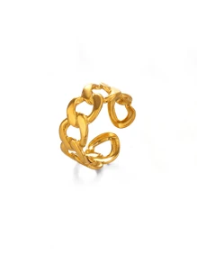 9pcs 18K Gold Plated Stainless Steel Chunky Baroque Style Rings, Gift For Women, Suitable For , Halloween, Christmas, Women's Jewelry, Gold Rings, Bohemian Style - Ring - View 12