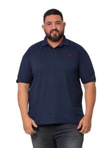 KIT OF 2 MEN'S POLO COLLAR SHIRTS, SOFT VERSATILE FABRIC, PLUS SIZE - 藏蓝色 - 查看 3