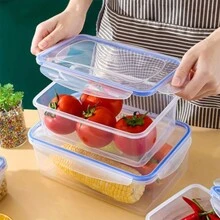 Cajas de almacenamiento de alimentos rectangulares con tapas selladas, contenedores organizadores de refrigerador, cajas de almuerzo