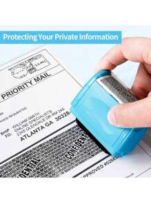 Sumwitum Data Defender, Identity Guard Roller Stamp Wide Rolling Security Stamp, Including 3-Pack Refills - Confidential Roller Stamp, Address Blocker Security, Anti Theft And Privacy - Blue - View 2