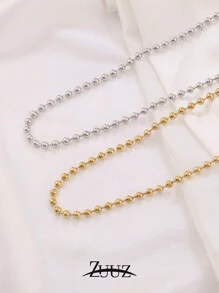 1 件简约不锈钢珠链项链，适合女士、男士和时尚珠球链项链珠宝女孩最好的朋友礼物 - 項鍊 - 查看 8