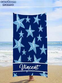 1pc Customized Quick-Dry Beach Towel, Comfortable Sand Beach Towel, Fashionable Pool Towel With Starfish, Cute, Fun, And Lovely Design, Ideal Yoga Mat, Beach Accessories, Perfect Gift For Mother's Day, Birthday, Ren's Day, Father's Day, Graduation, Wedding, House Warming, For Bathroom, Living Room, Bedroom, Home Summer Holiday Bathroom Decor Travel Essentials Travel Accessories Beach Essentials